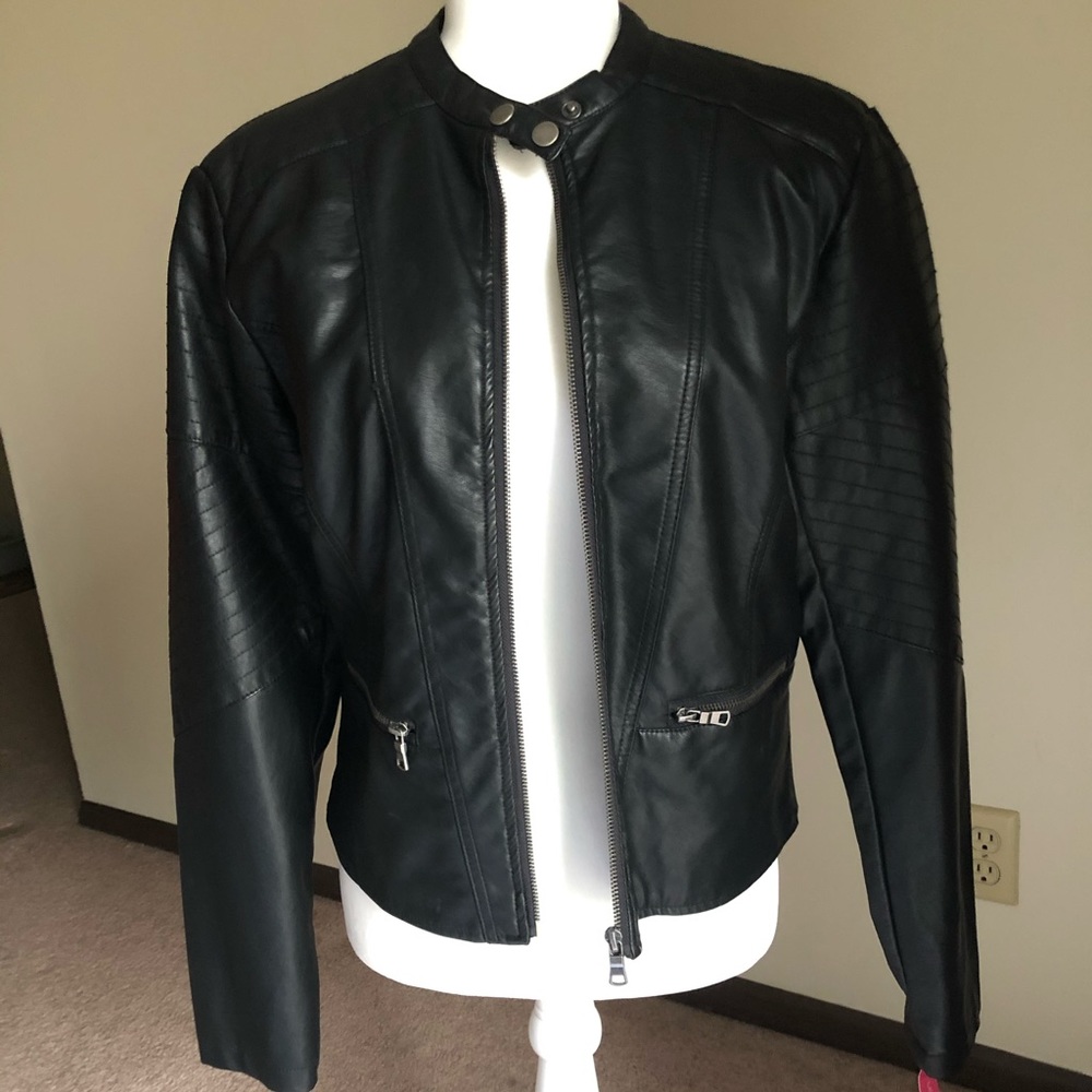 Black leather zip up jacket from Target